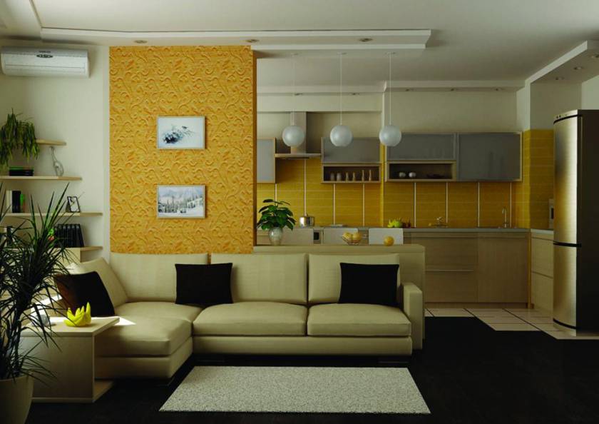 Пример зонирования кухни 1-комнатной квартиры